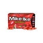 A box of Mike & Ike Red Rageous! fruit flavored candy, shown with several red and pink candy capsules scattered in front on a white background.
