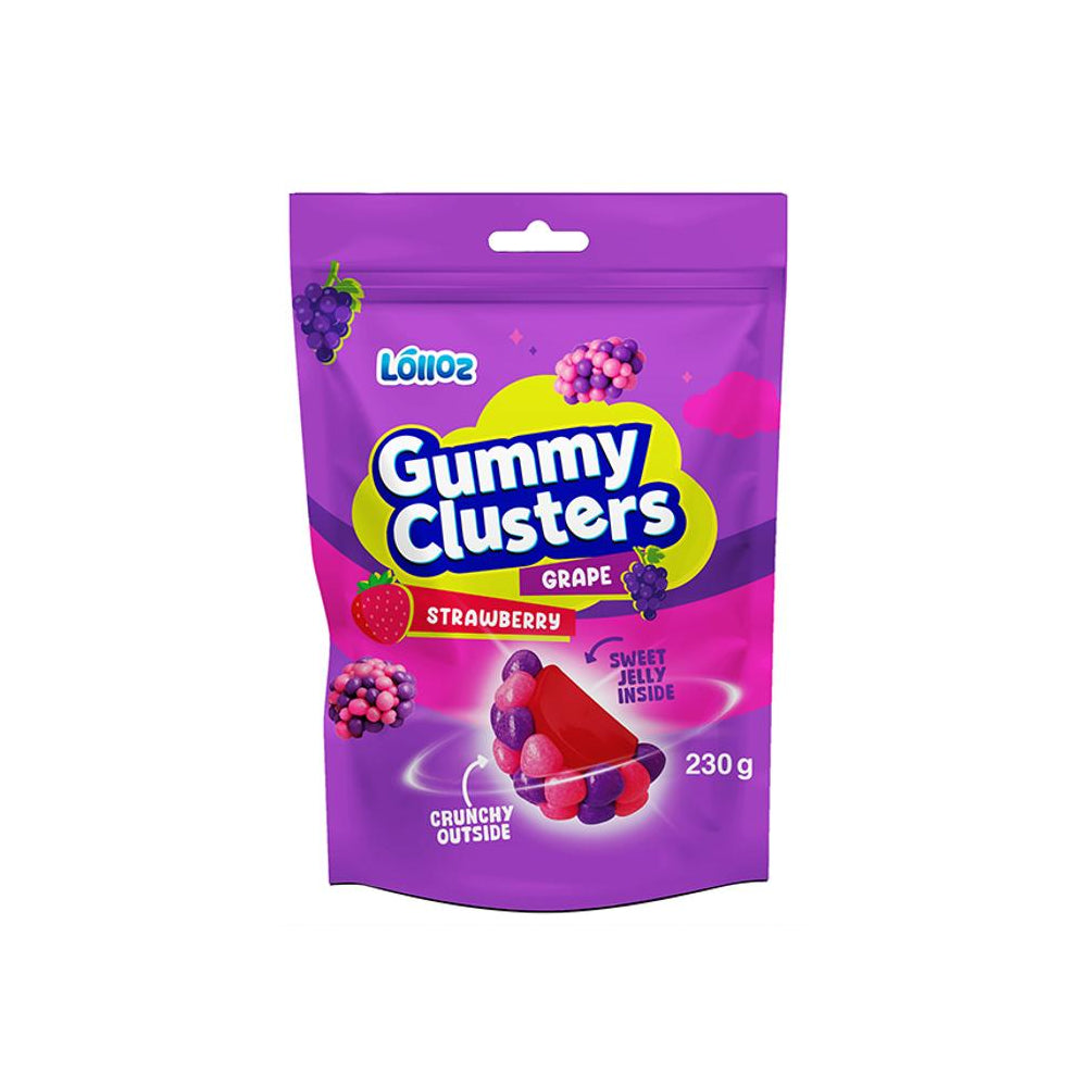 Lolloz Gummy Clusters Grape And Strawberry 230g