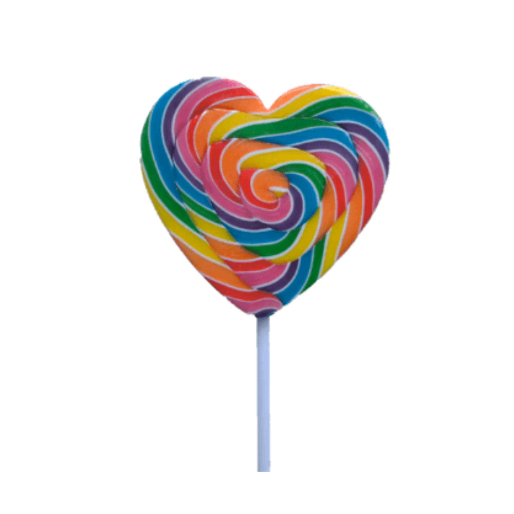 Mega Swirl Heart Lollipop Rainbow
