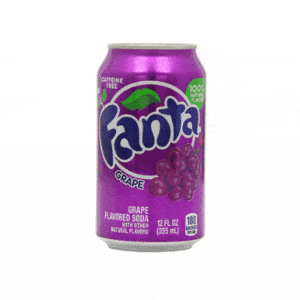 can of fanta grape flavoured soda drink