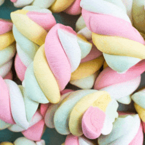 rainbow coloured twisted marshmallow