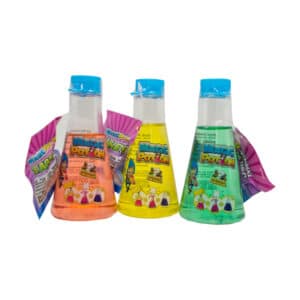 group of 3 plastic flasks with Sour Magic Potion liquid inside