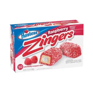box of Hostess Zingers raspberry flavoured cakes
