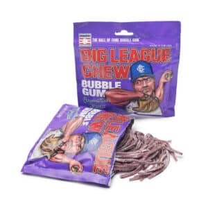 bag of shredded Blug League Chew bubblegum