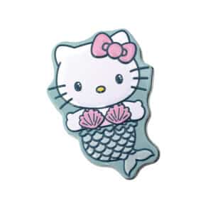 candy tin with Hello Kitty in a mermaid outfit with a pink shell bra and a pink bow in her hair