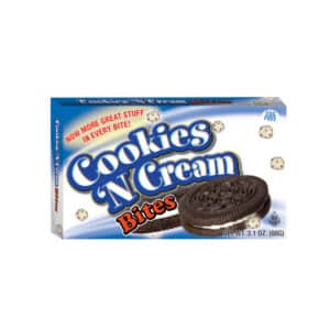 blue and white box of Cookie Bites Cookies n Cream theatre box size