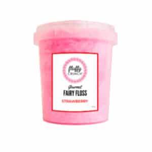 tub of Fluffy Crunch Strawberry fairy floss