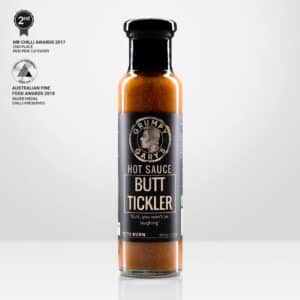 bottle of Grumpy Gary Butt Tickler Hot Sauce